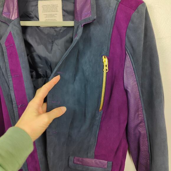 Heimstone Leather Jacket Womens 40 US Medium Approx Purple Gray Tuxedo WInter - Picture 5 of 7